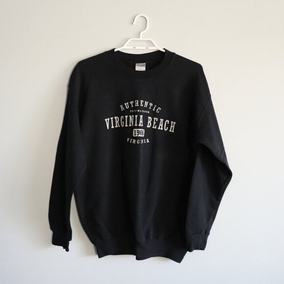 Virginia Beach Women's Sz M Navy Blue Casual Crewneck Pullover Stretch Sweater - Picture 1 of 12